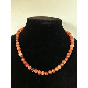 Handmade Orange Agate Necklace, 21.5 inches, Adjustable, With a Silver Extender